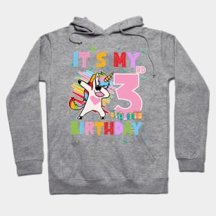 It's My 3rd Birthday Girl Cute Unicorn B-day Giif For Girls Kids toddlers Hoodie